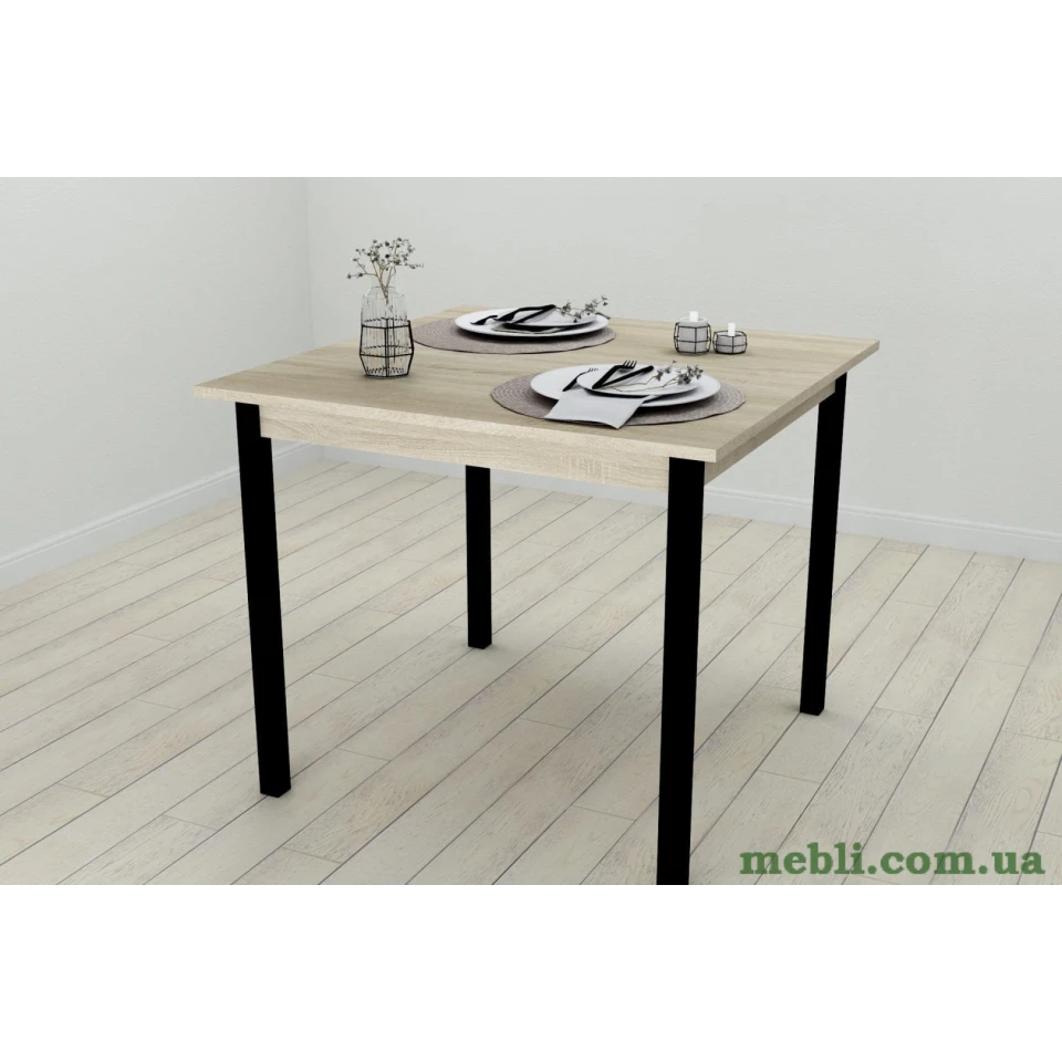 Стіл кухонний Ferrum-decor Дієго 75x80x80 Чорний ДСП Сонома 16мм