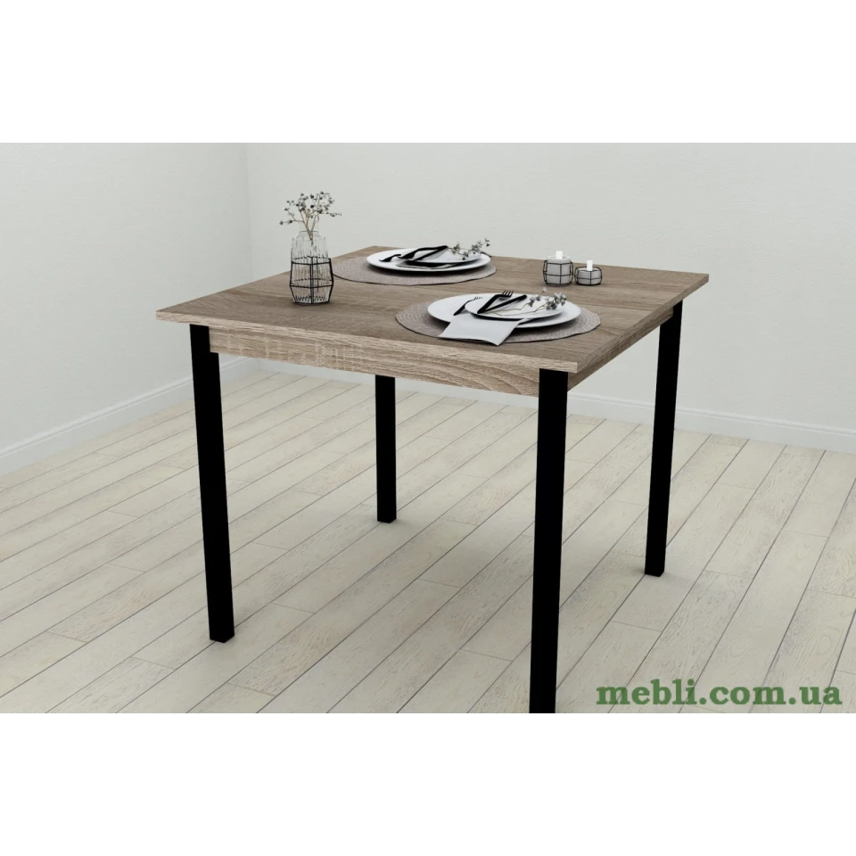 Стіл кухонний Ferrum-decor Дієго 75x80x80 Чорний ДСП Сонома Трюфель 16мм