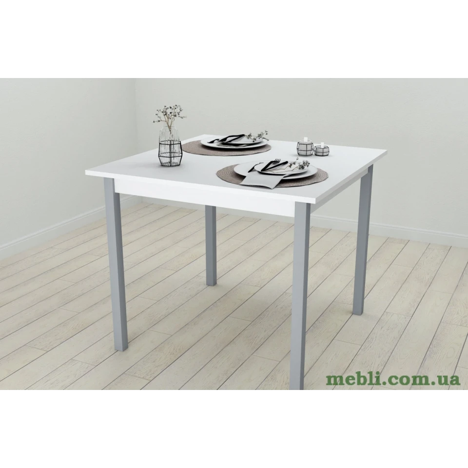 Стіл кухонний Ferrum-decor Дієго 75x90x90 Сірий ДСП Біле 16мм