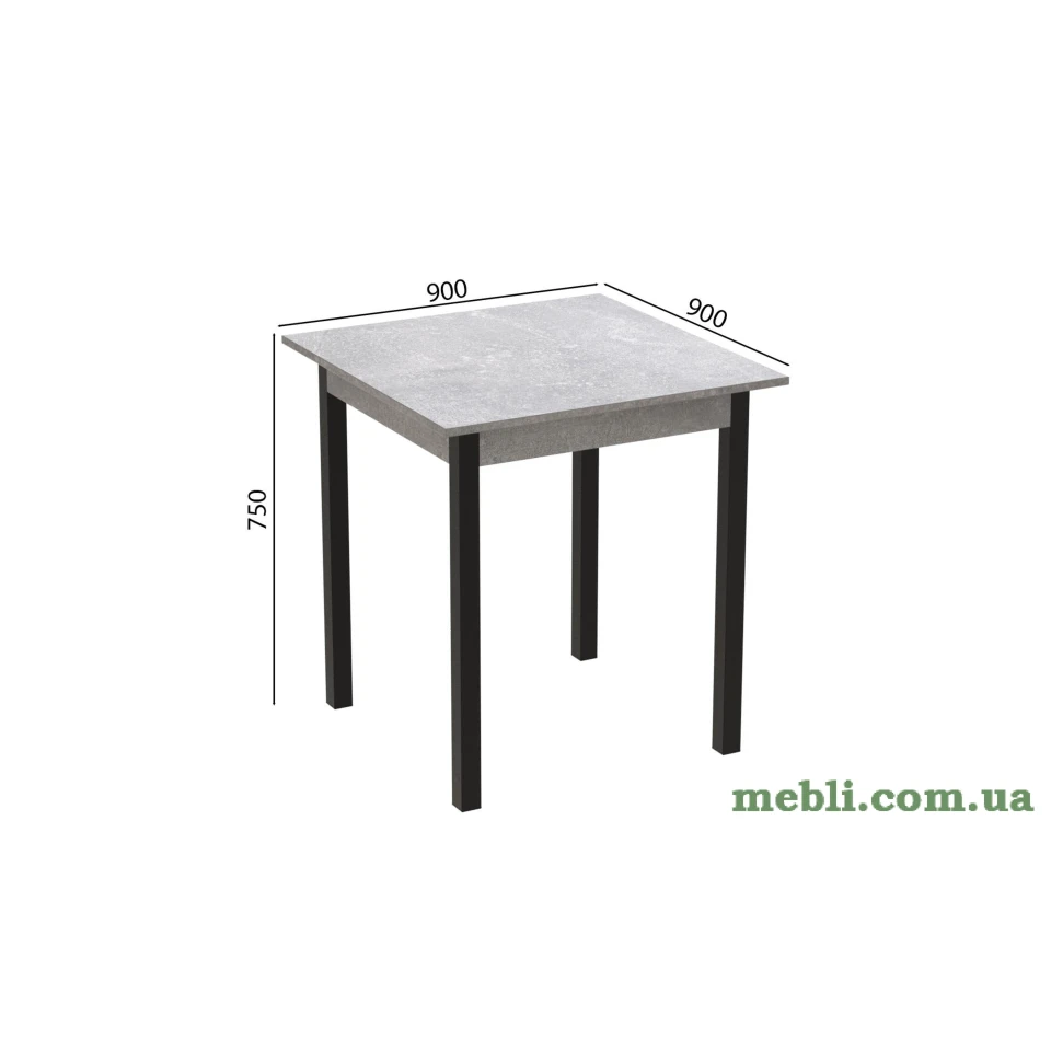 Стіл кухонний Ferrum-decor Дієго 75x90x90 Чорний ДСП Бетон 16мм