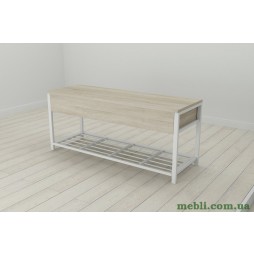 Банкетка із ящиком Ferrum-decor Дрейк 1 550x1000x400 метал Білий ДСП Сонома