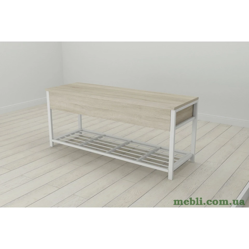 Банкетка із ящиком Ferrum-decor Дрейк 1 550x1000x400 метал Білий ДСП Сонома
