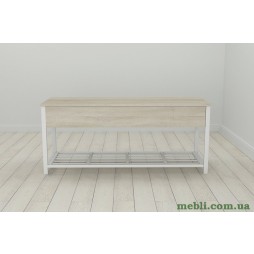 Банкетка із ящиком Ferrum-decor Дрейк 2 550x1200x400 метал Білий ДСП Сонома