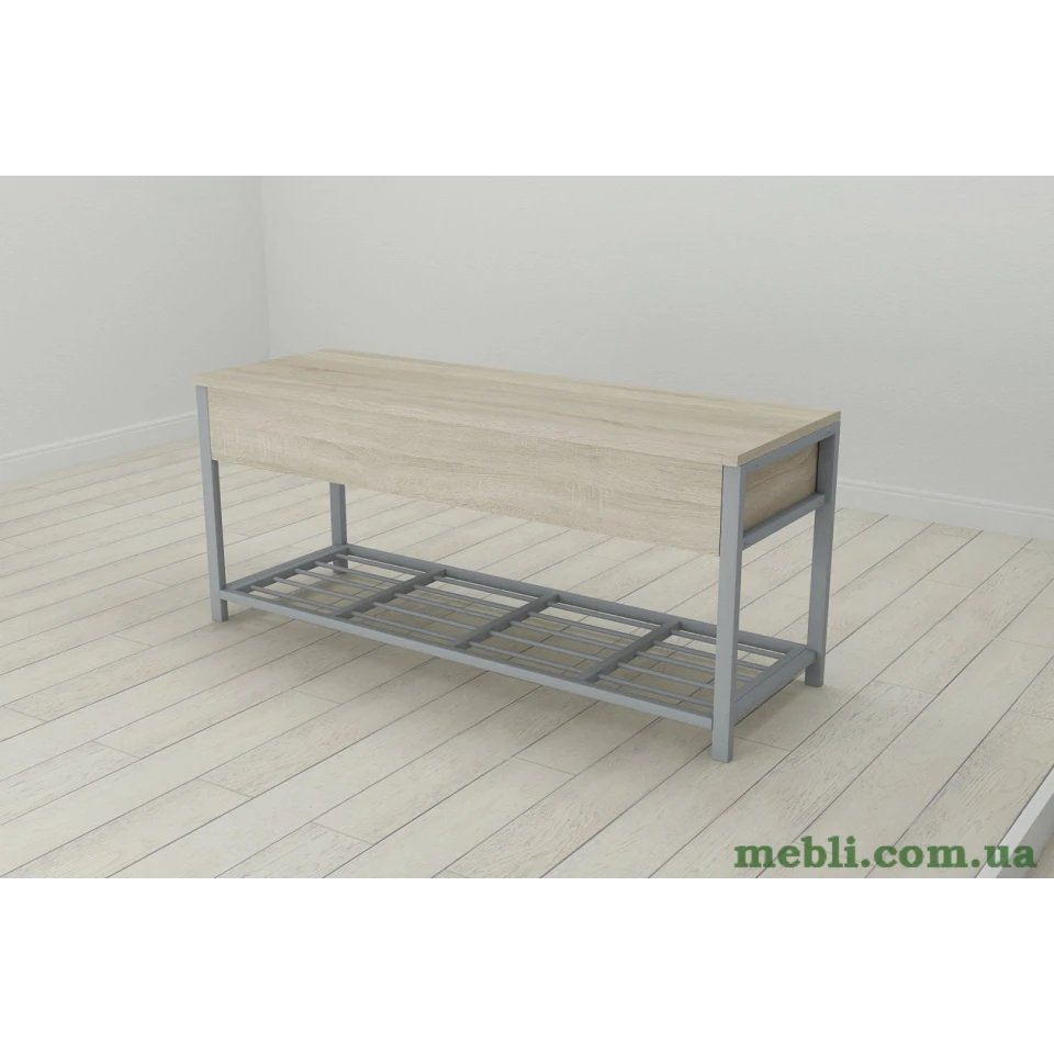 Банкетка із ящиком Ferrum-decor Дрейк 2 550x1200x400 метал Сірий ДСП Сонома