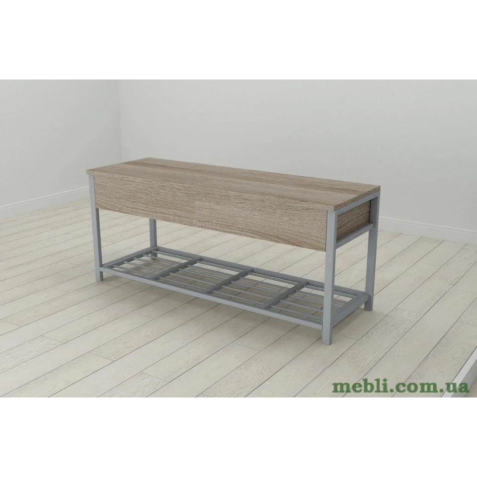Банкетка із ящиком Ferrum-decor Дрейк 2 550x1200x400 метал Сірий ДСП Сонома Трюфель