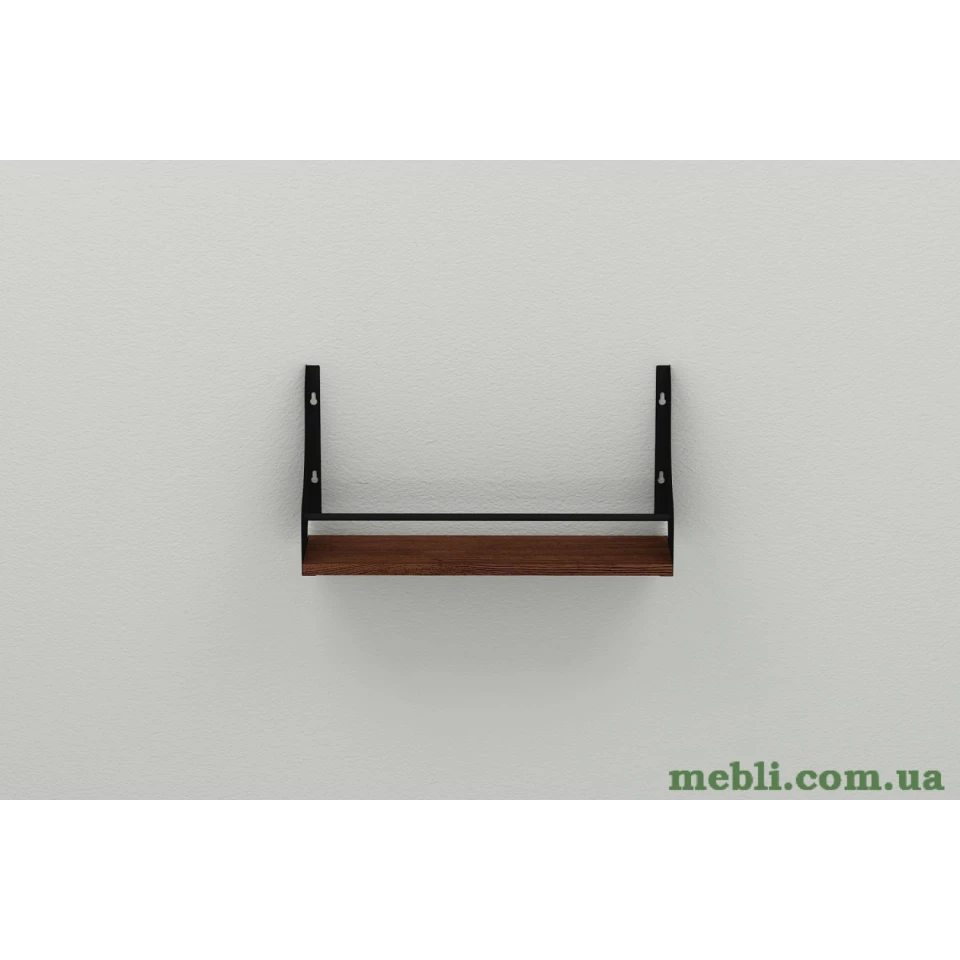 Полиця настінна Ferrum-decor Ізі 260x600x150 метал Чорний ДСП Венге