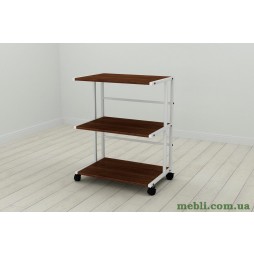 Етажерка на коліщатках Ferrum-decor Каміло 75x40x60 метал Білий ДСП Венге 16мм