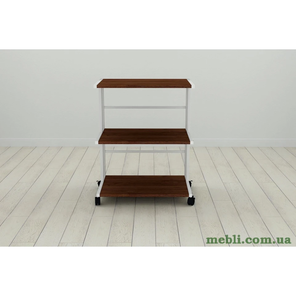 Етажерка на коліщатках Ferrum-decor Каміло 75x40x60 метал Білий ДСП Венге 16мм