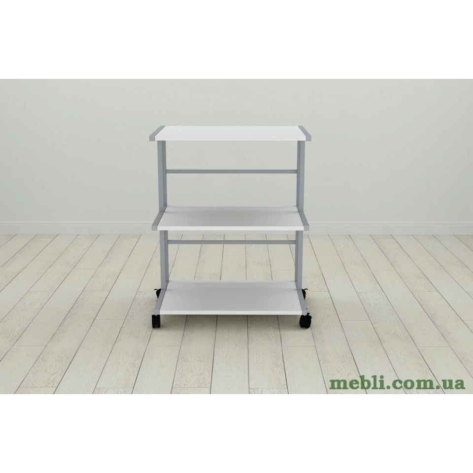 Етажерка на коліщатках Ferrum-decor Каміло 75x40x60 метал Сірий ДСП Білий 16мм