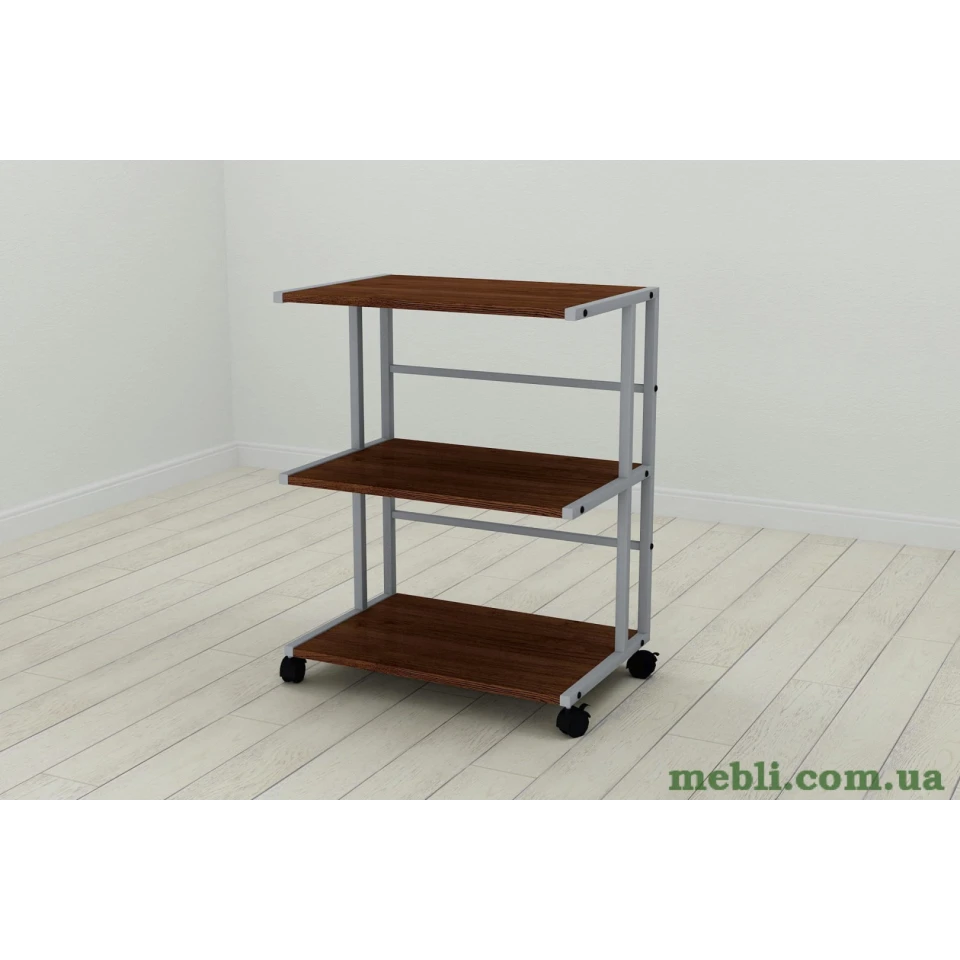 Етажерка на коліщатках Ferrum-decor Каміло 75x40x60 метал Сірий ДСП Венге 16мм