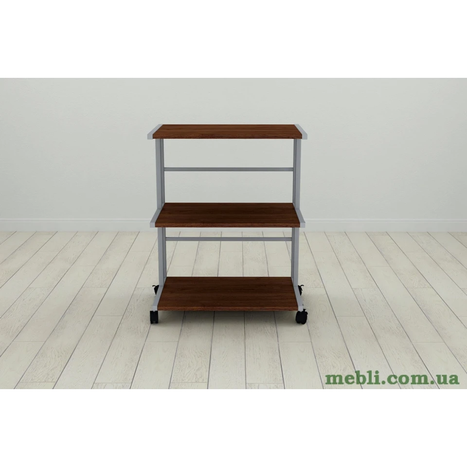 Етажерка на коліщатках Ferrum-decor Каміло 75x40x60 метал Сірий ДСП Венге 16мм
