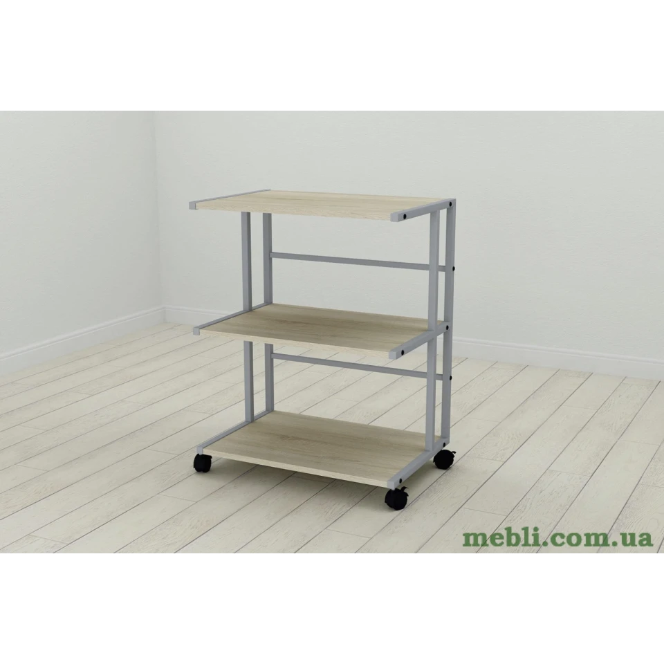 Етажерка на коліщатках Ferrum-decor Каміло 75x40x60 метал Сірий ДСП Дуб Сонома 16мм