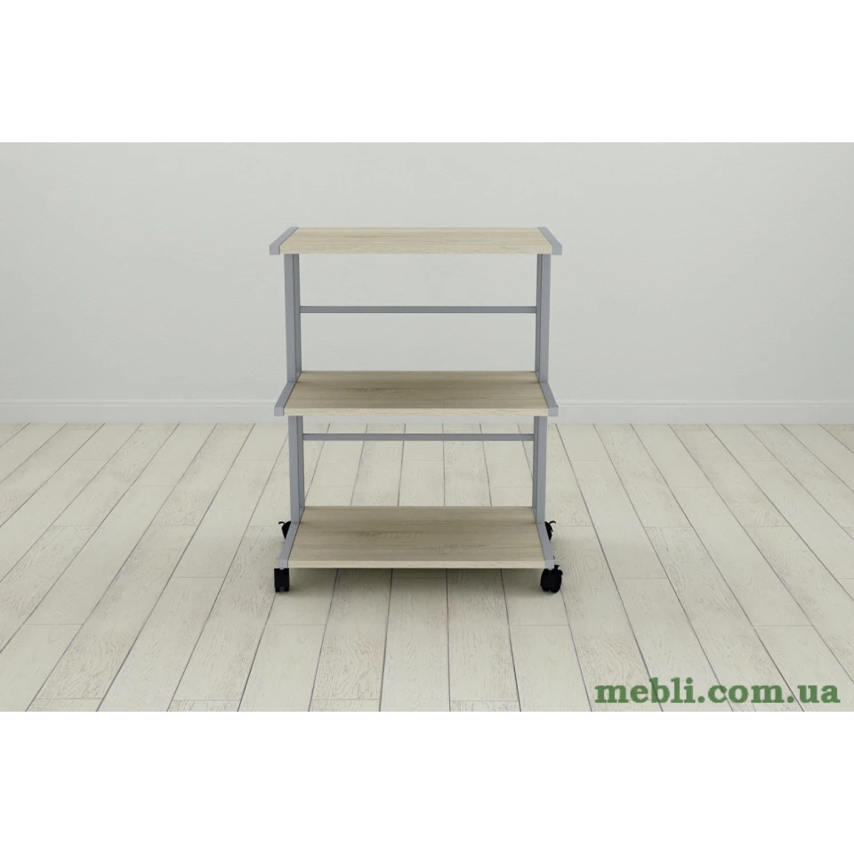Етажерка на коліщатках Ferrum-decor Каміло 75x40x60 метал Сірий ДСП Дуб Сонома 16мм
