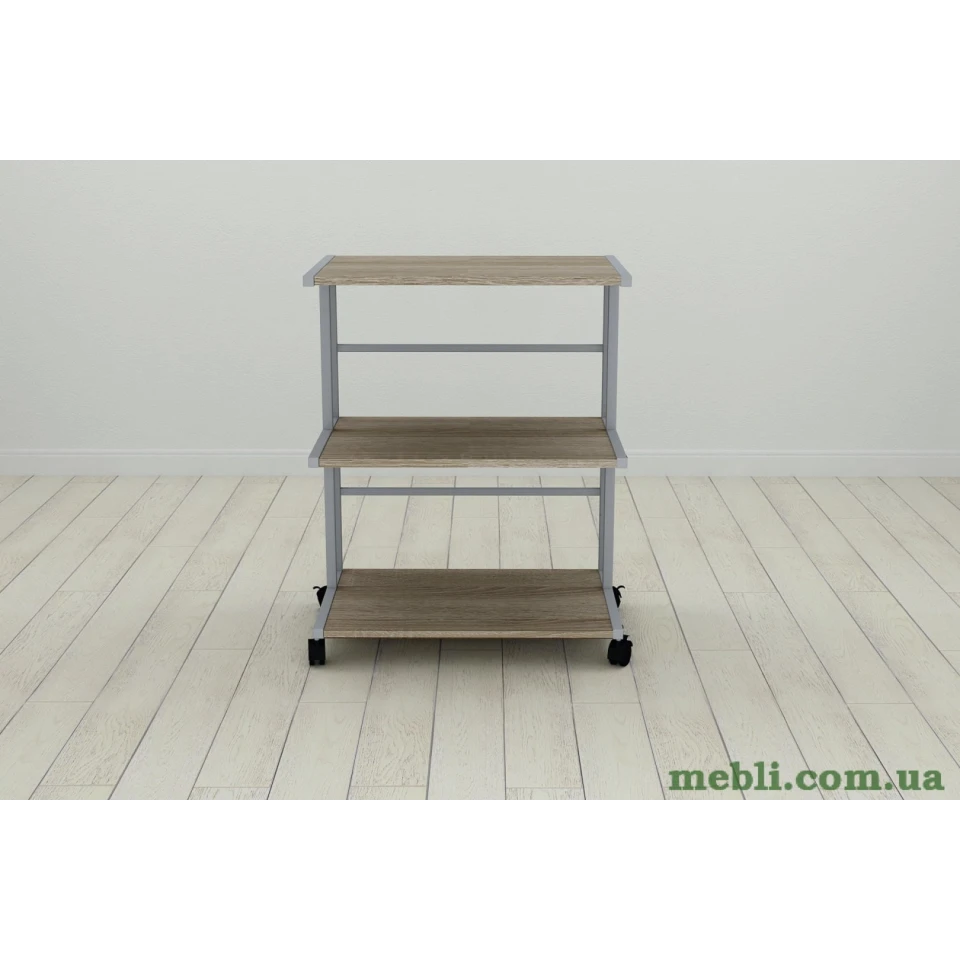 Етажерка на коліщатках Ferrum-decor Каміло 75x40x60 метал Сірий ДСП Дуб Сонома Трюфель 16мм