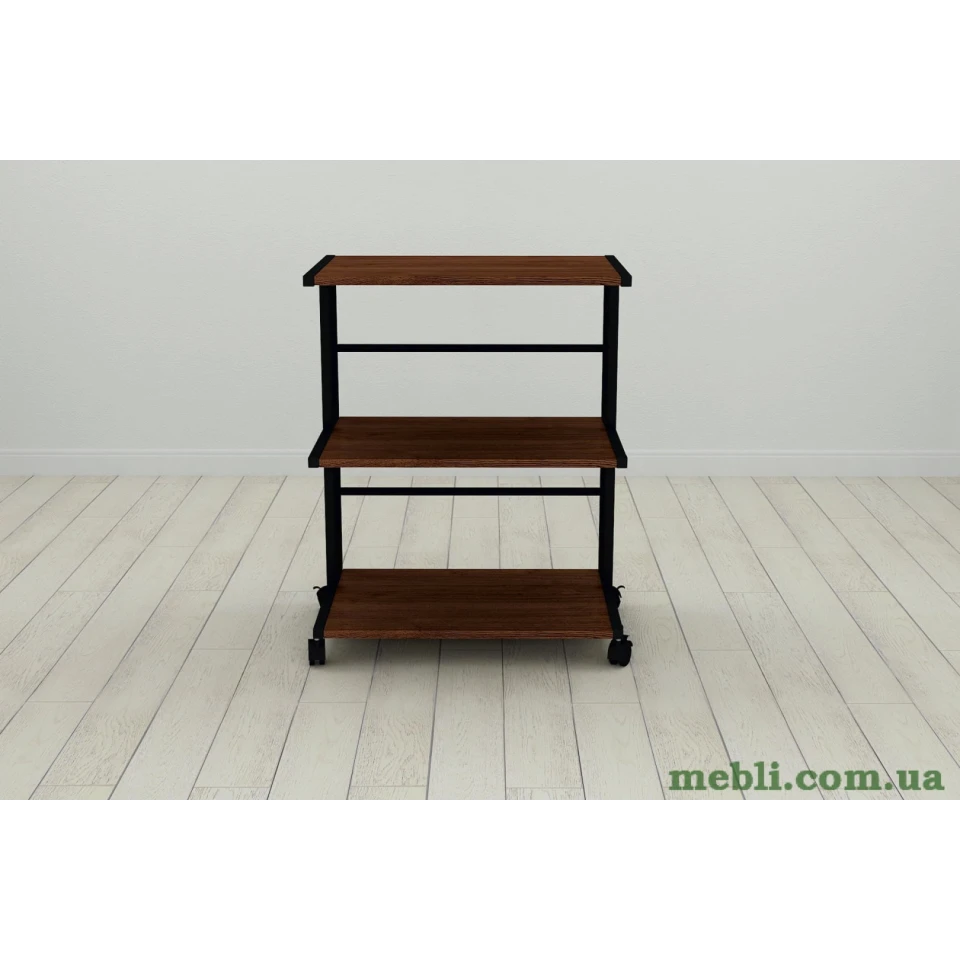 Етажерка на коліщатках Ferrum-decor Каміло 75x40x60 метал Чорний ДСП Венге 16мм