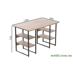 Комп'ютерний стіл Ferrum-decor Карен 75x120x60 чорний ДСП Дуб Артізан 16мм