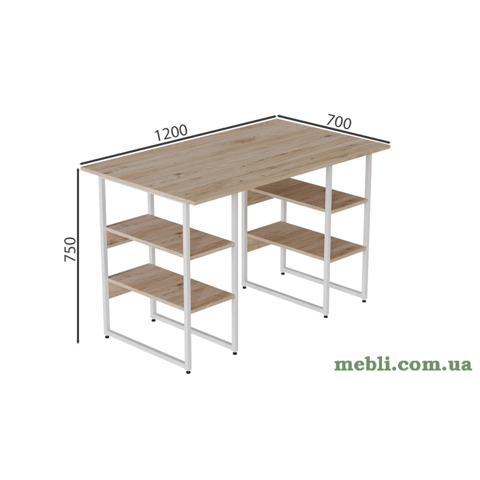 Комп'ютерний стіл Ferrum-decor Карен 75x120x70 білий ДСП Дуб Артізан 16мм