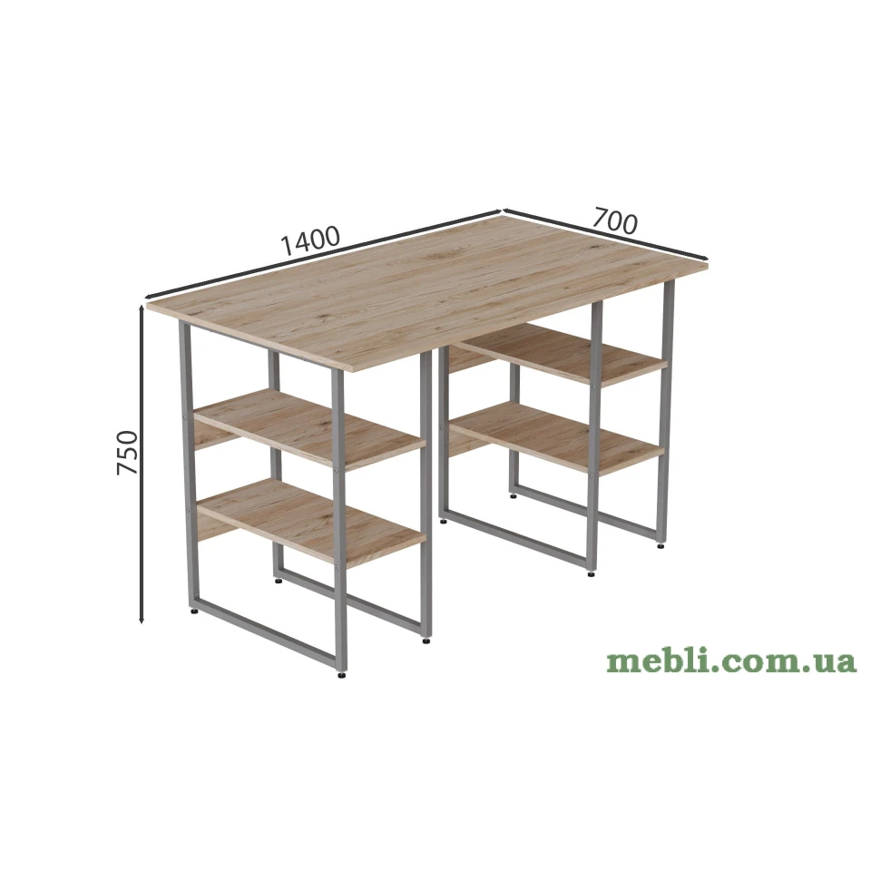 Комп'ютерний стіл Ferrum-decor Карен 75x140x70 сірий ДСП Дуб Артізан 32мм