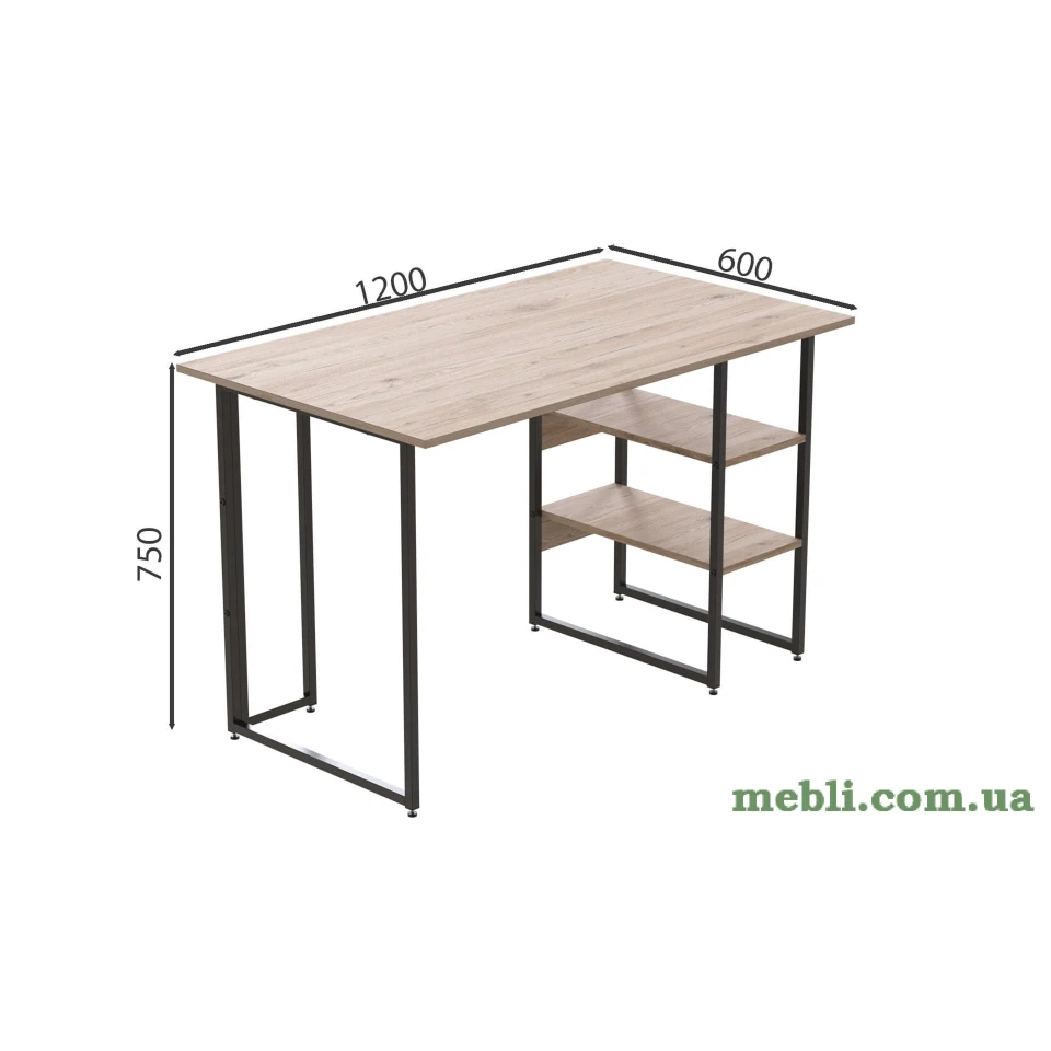 Комп'ютерний стіл Ferrum-decor Кевін 75x120x60 чорний ДСП Дуб Артизан 16мм
