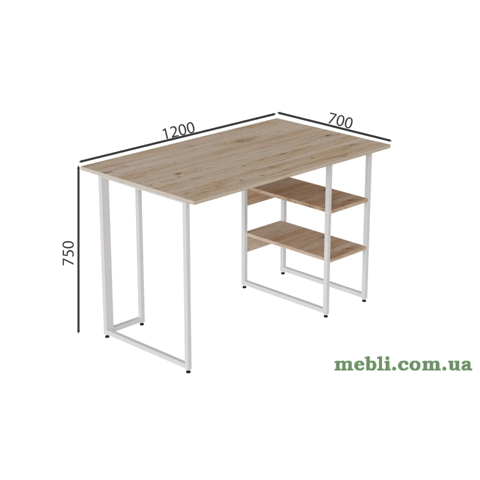 Комп'ютерний стіл Ferrum-decor Кевін 75x120x70 білий ДСП Дуб Артізан 16мм