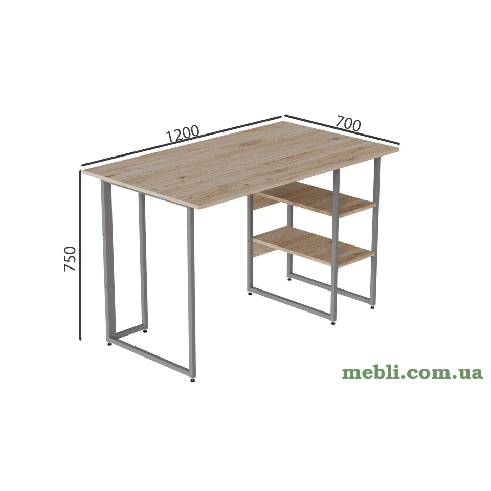 Комп'ютерний стіл Ferrum-decor Кевін 75x120x70 сірий ДСП Дуб Артізан 16мм
