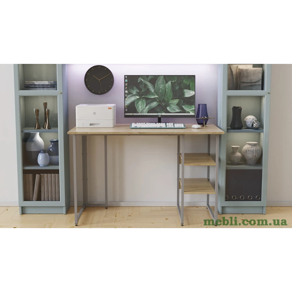 Комп'ютерний стіл Ferrum-decor Кевін 75x140x70 сірий ДСП Дуб Сонома 16мм