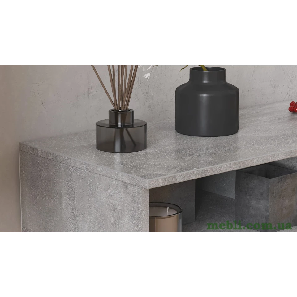 Тумба під телевізор Кентуккі Ferrum-decor 45x139x38 Чорний метал ДСП Бетон