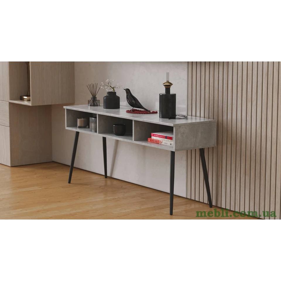 Тумба під телевізор Кентуккі Ferrum-decor 45x139x38 Чорний метал ДСП Бетон