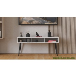 Тумба під телевізор Кентуккі Ferrum-decor 45x139x38 Чорний метал ДСП Білий