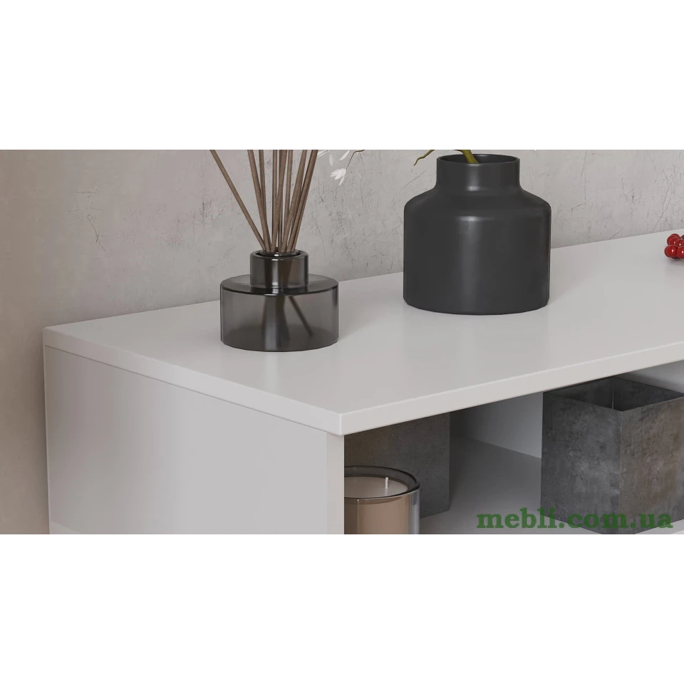 Тумба під телевізор Кентуккі Ferrum-decor 45x139x38 Чорний метал ДСП Білий