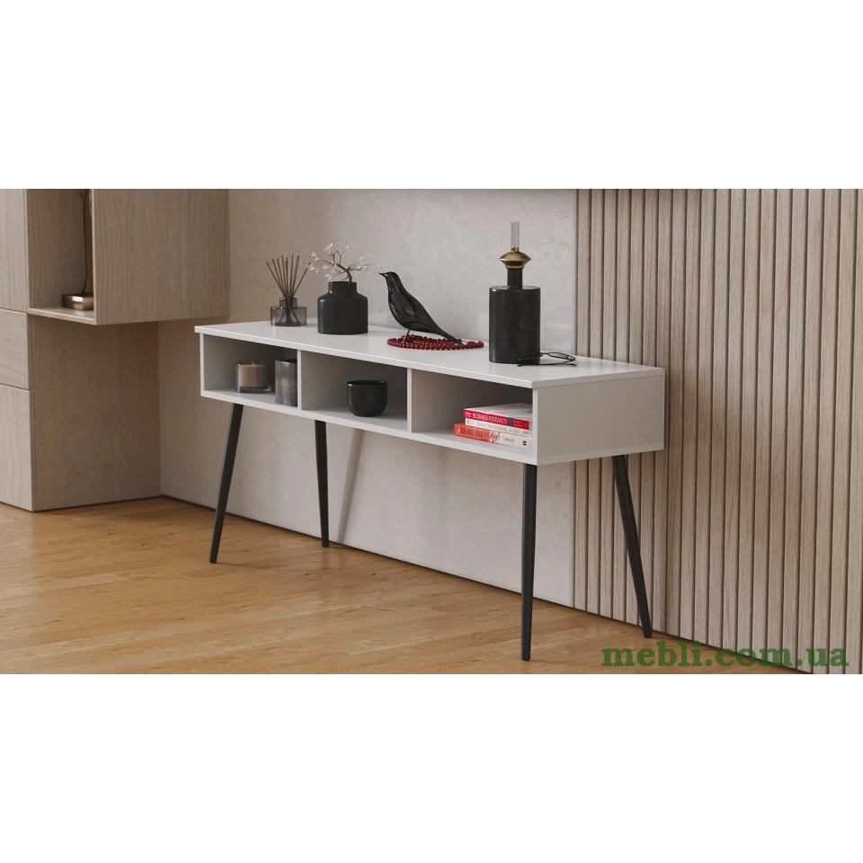 Тумба під телевізор Кентуккі Ferrum-decor 45x139x38 Чорний метал ДСП Білий