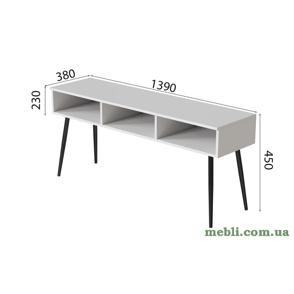 Тумба під телевізор Кентуккі Ferrum-decor 45x139x38 Чорний метал ДСП Білий