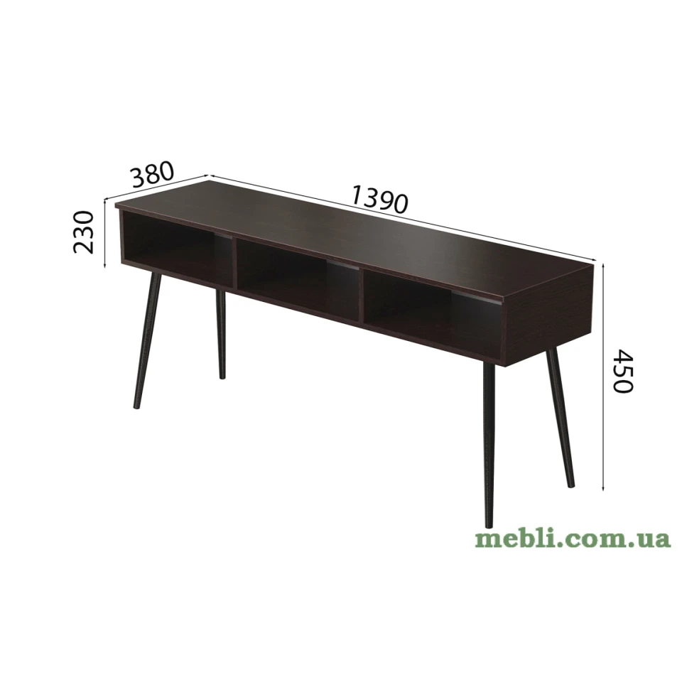 Тумба під телевізор Кентуккі Ferrum-decor 45x139x38 Чорний метал ДСП Венге Магія.