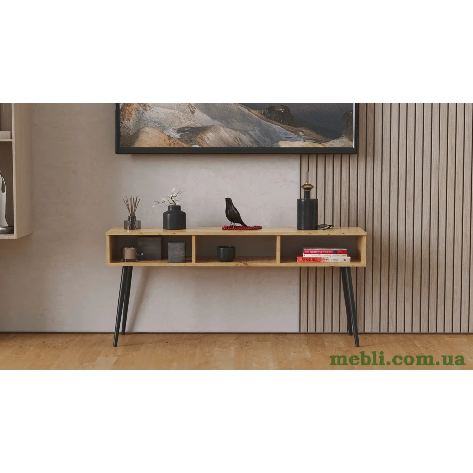 Тумба під телевізор Кентуккі Ferrum-decor 45x139x38 Чорний метал ДСП Дуб Артизан