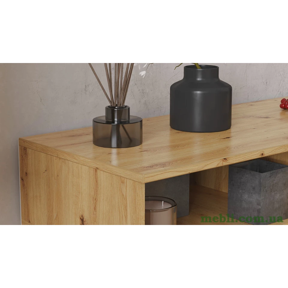 Тумба під телевізор Кентуккі Ferrum-decor 45x139x38 Чорний метал ДСП Дуб Артизан