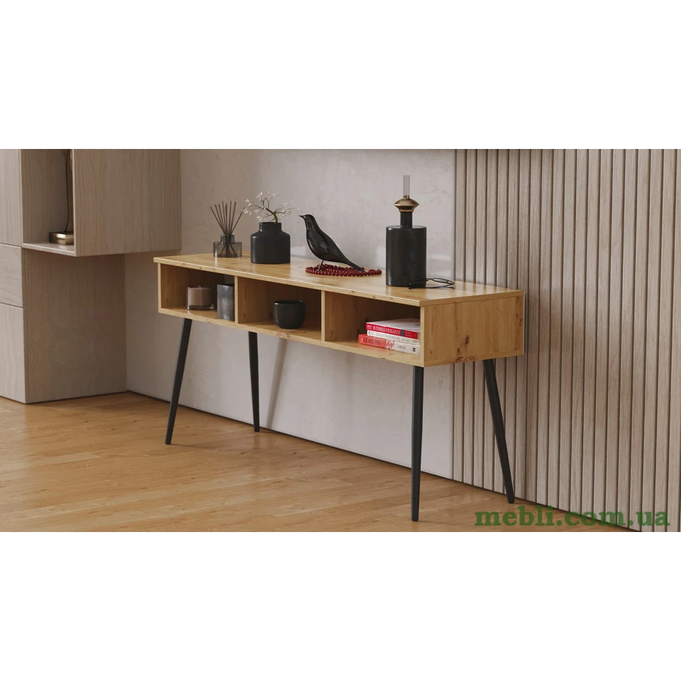 Тумба під телевізор Кентуккі Ferrum-decor 45x139x38 Чорний метал ДСП Дуб Артизан