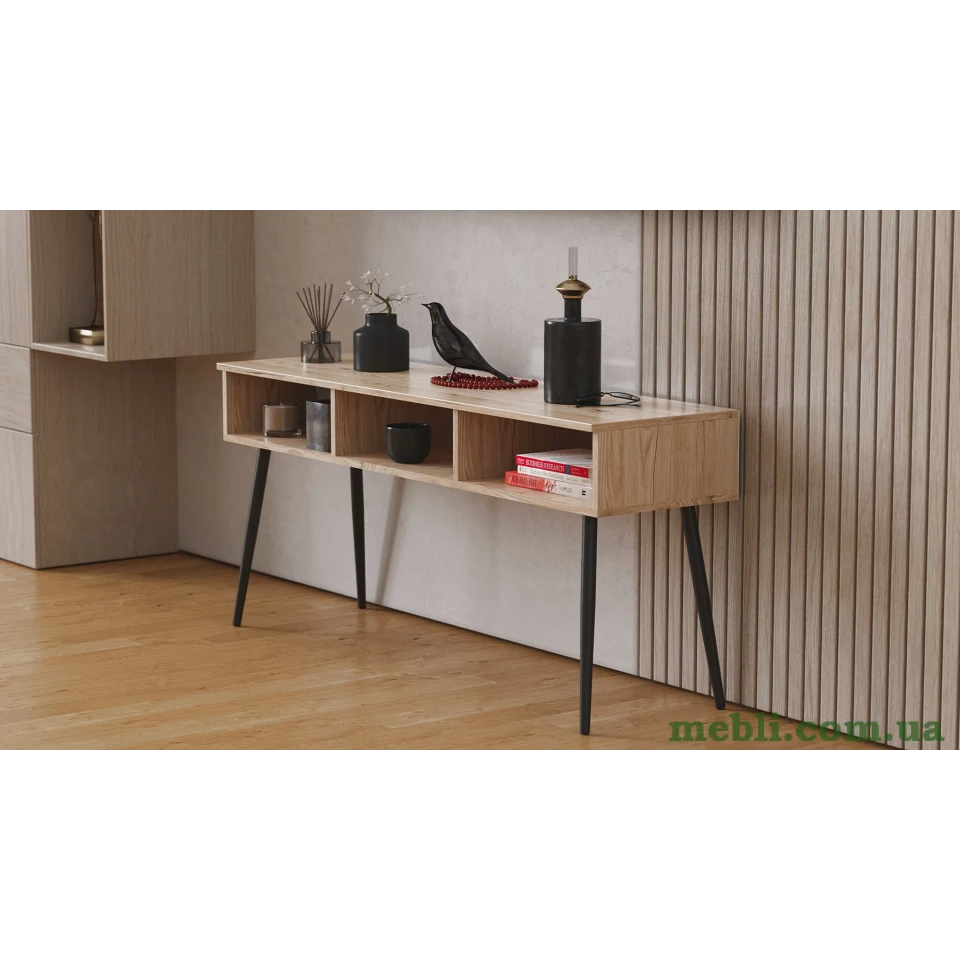 Тумба під телевізор Кентуккі Ferrum-decor 45x139x38 Чорний метал ДСП Дуб Сан-Марино