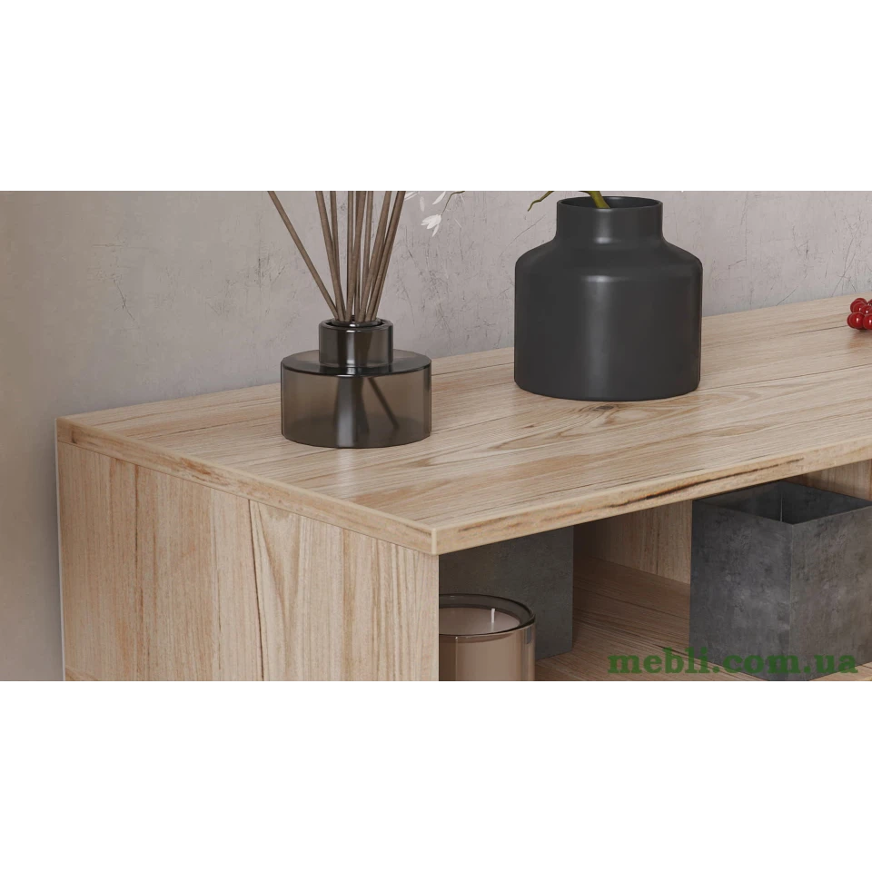 Тумба під телевізор Кентуккі Ferrum-decor 45x139x38 Чорний метал ДСП Дуб Сан-Марино