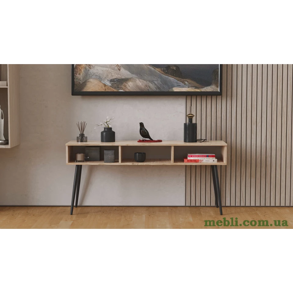 Тумба під телевізор Кентуккі Ferrum-decor 45x139x38 Чорний метал ДСП Дуб Сан-Марино