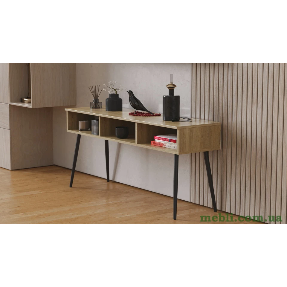 Тумба під телевізор Кентуккі Ferrum-decor 45x139x38 Чорний метал ДСП Дуб Сонома