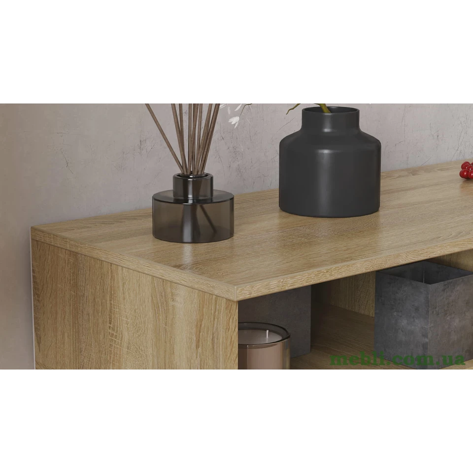 Тумба під телевізор Кентуккі Ferrum-decor 45x139x38 Чорний метал ДСП Дуб Сонома