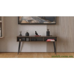 Тумба під телевізор Кентуккі Ferrum-decor 45x139x38 Чорний метал ДСП Дуб Сонома Трюфель