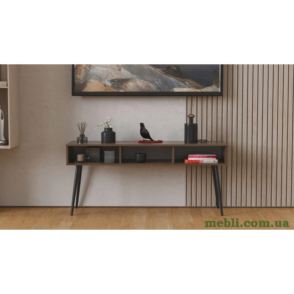Тумба під телевізор Кентуккі Ferrum-decor 45x139x38 Чорний метал ДСП Дуб Сонома Трюфель