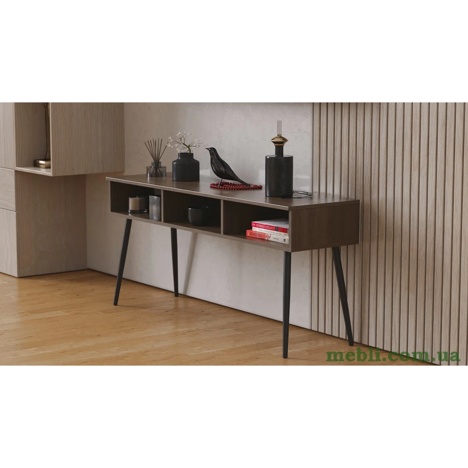 Тумба під телевізор Кентуккі Ferrum-decor 45x139x38 Чорний метал ДСП Дуб Сонома Трюфель
