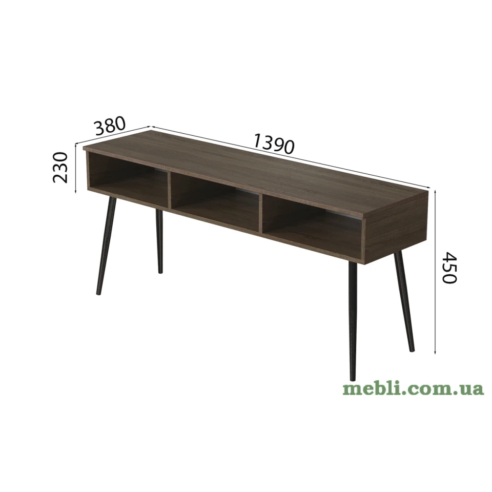 Тумба під телевізор Кентуккі Ferrum-decor 45x139x38 Чорний метал ДСП Дуб Сонома Трюфель