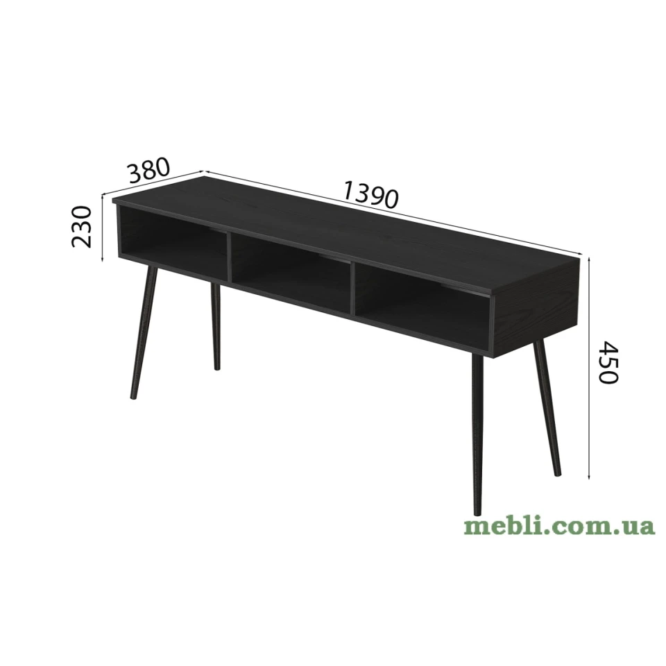 Тумба під телевізор Кентуккі Ferrum-decor 45x139x38 Чорний метал ДСП Сосна Кембра