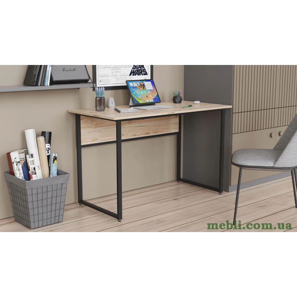 Комп'ютерний стіл Ferrum-decor Коді 75x120x60 чорний ДСП Дуб Артизан 16мм
