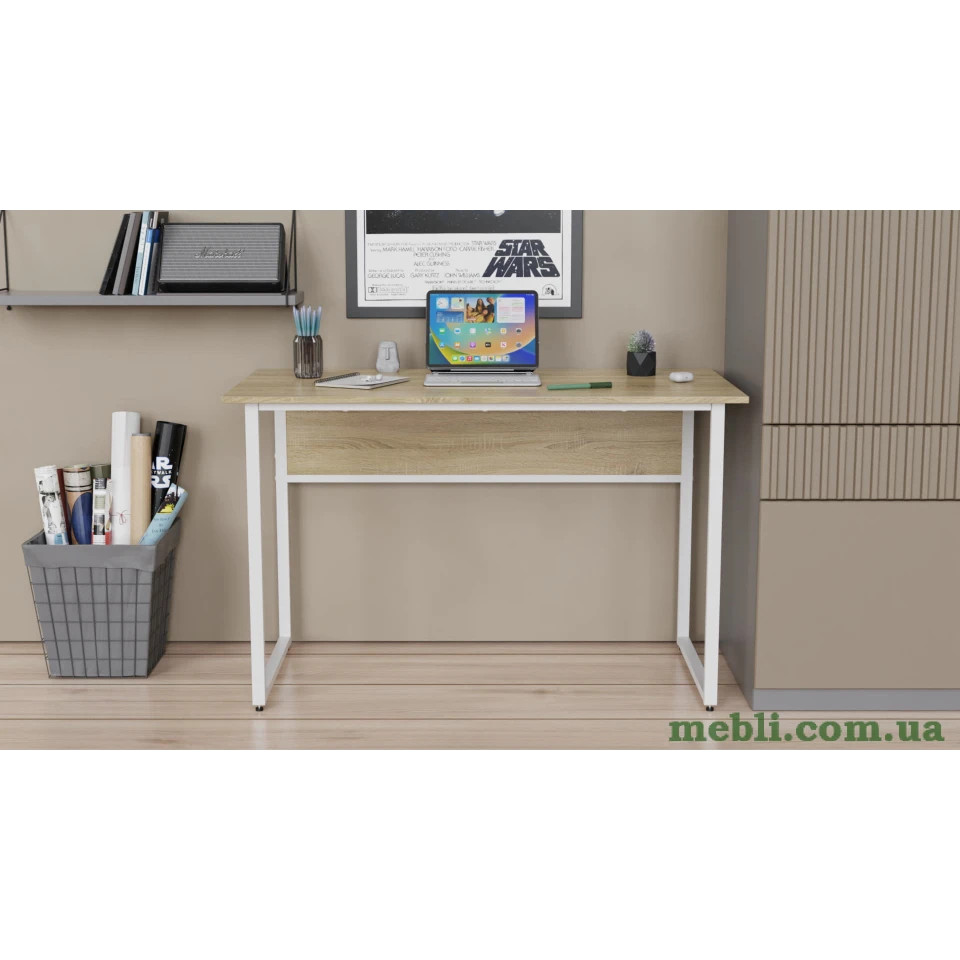 Комп'ютерний стіл Ferrum-decor Коді 75x120x70 білий ДСП Дуб Сонома 16мм