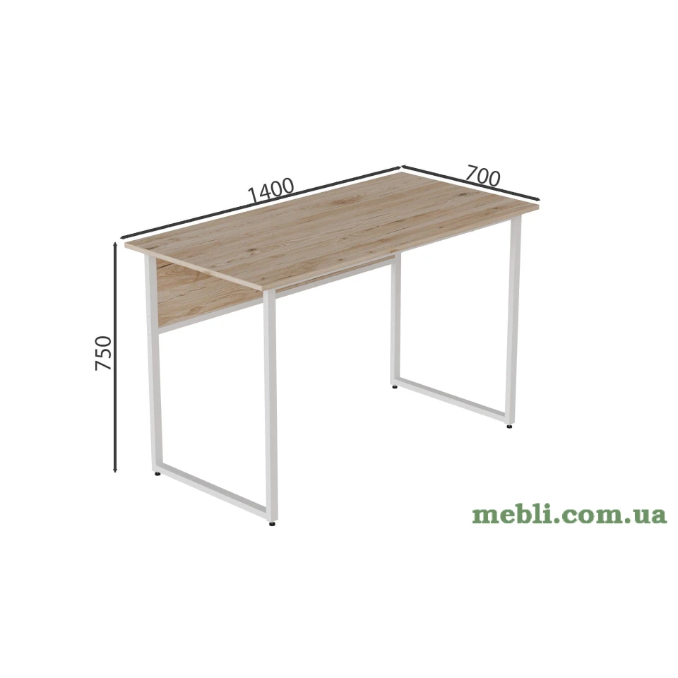 Комп'ютерний стіл Ferrum-decor Коді 75x140x70 білий ДСП Дуб Артізан 16мм