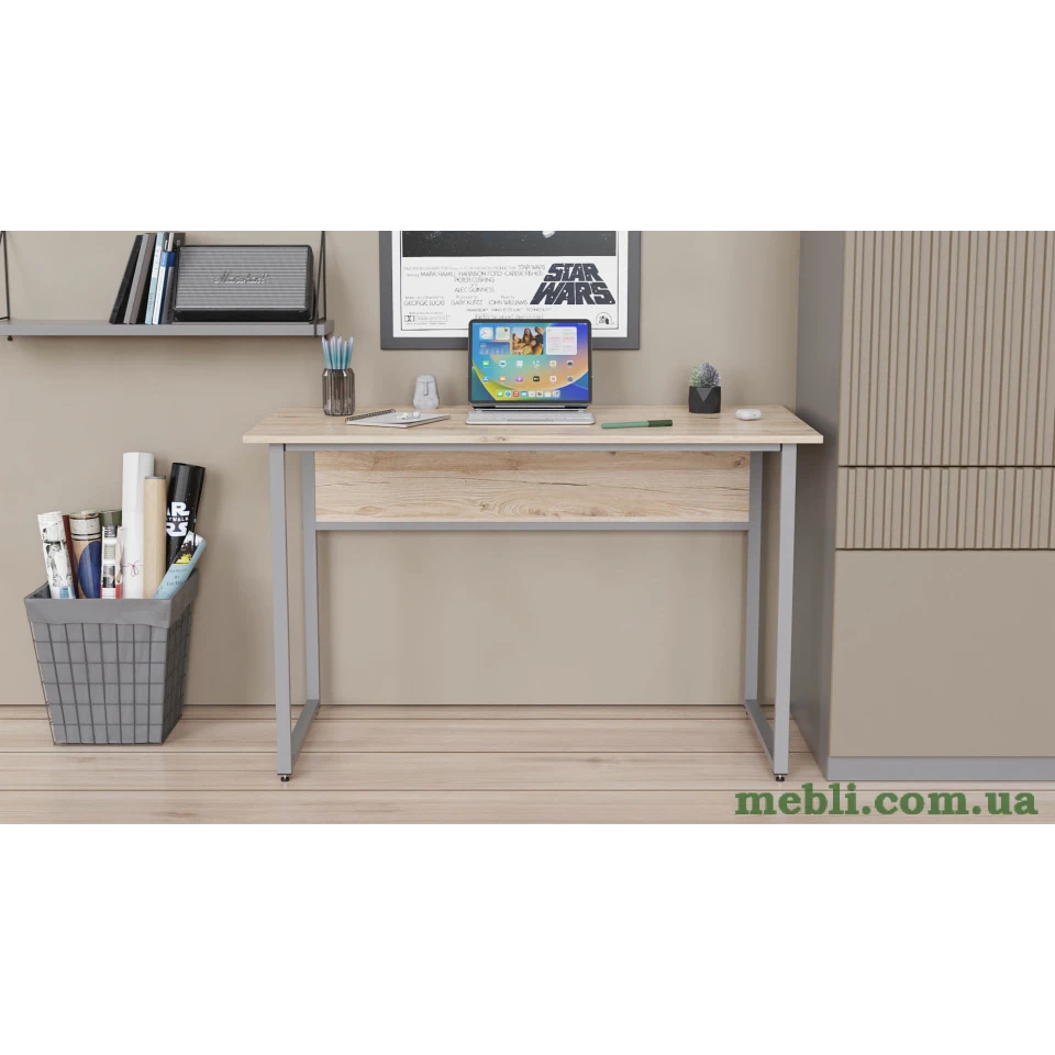 Комп'ютерний стіл Ferrum-decor Коді 75x140x70 сірий ДСП Дуб Артізан 16мм